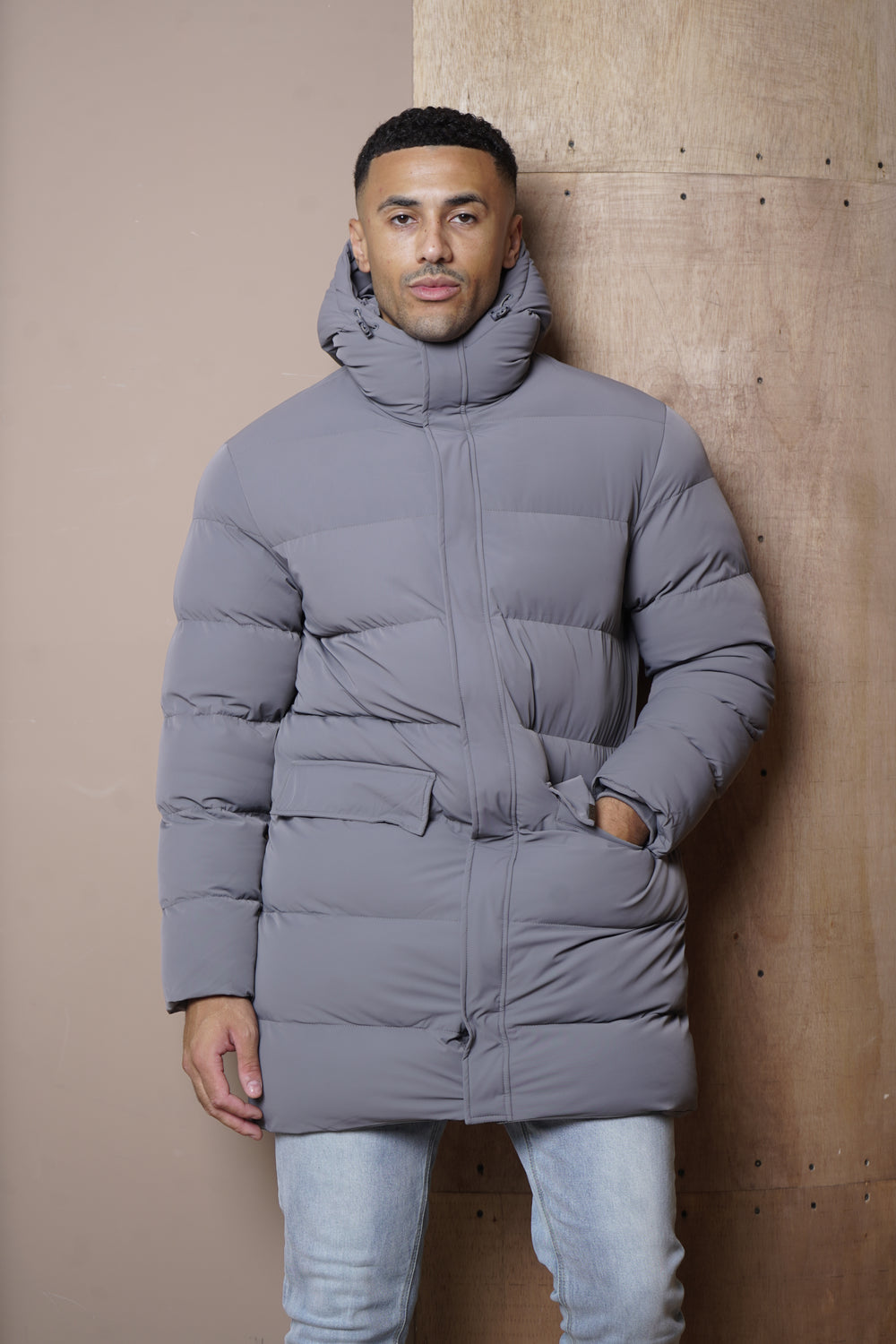 Capo Mid-Length Puffer Coat - Charcoal