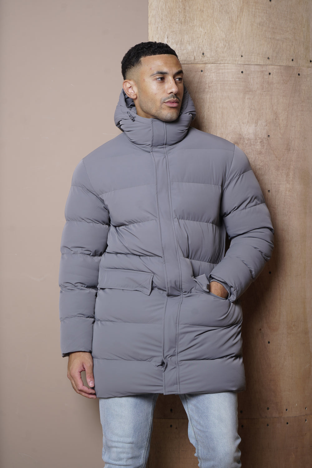 Capo Mid-Length Puffer Coat - Charcoal