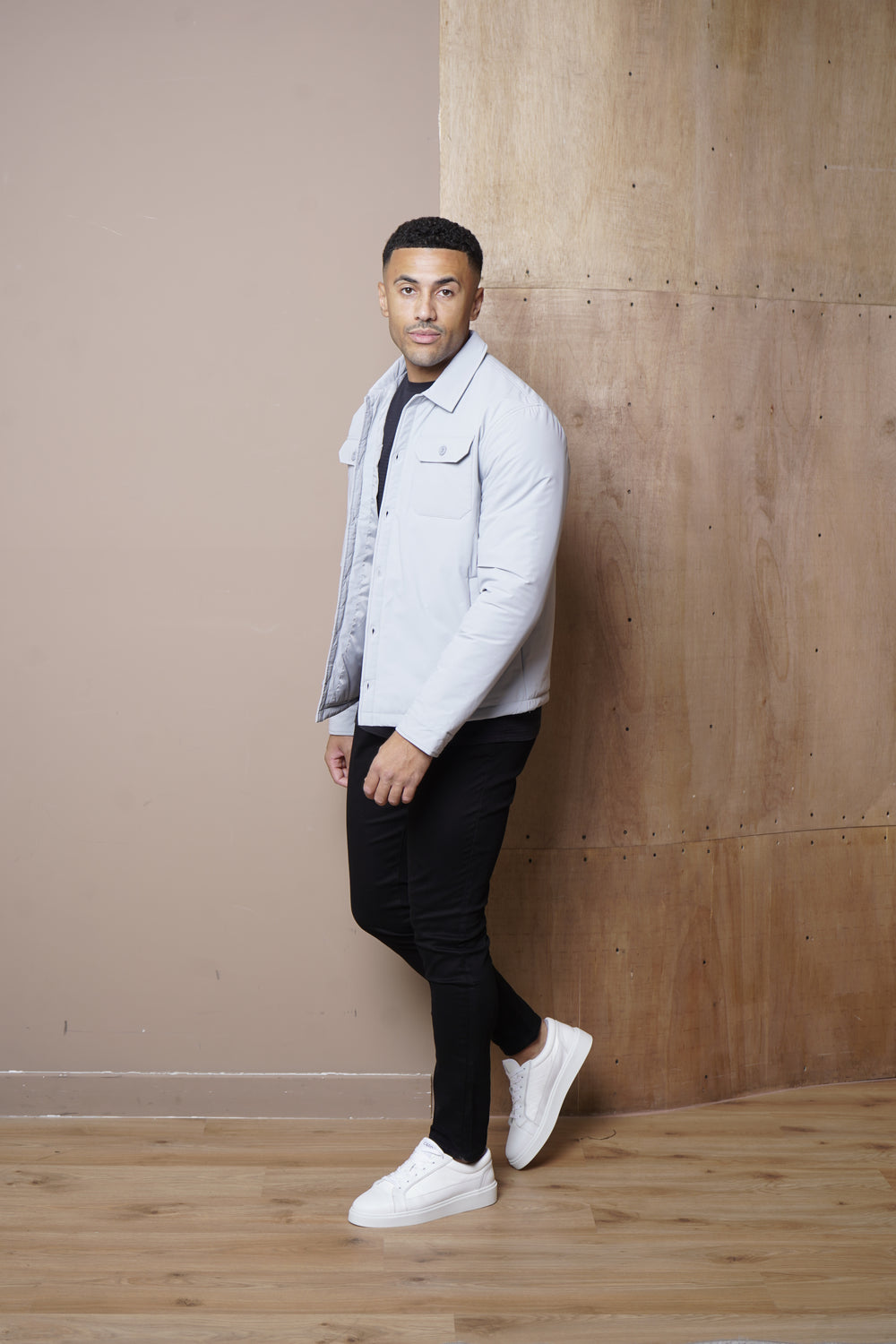 Capo Quilted Overshirt Jacket - Light Grey