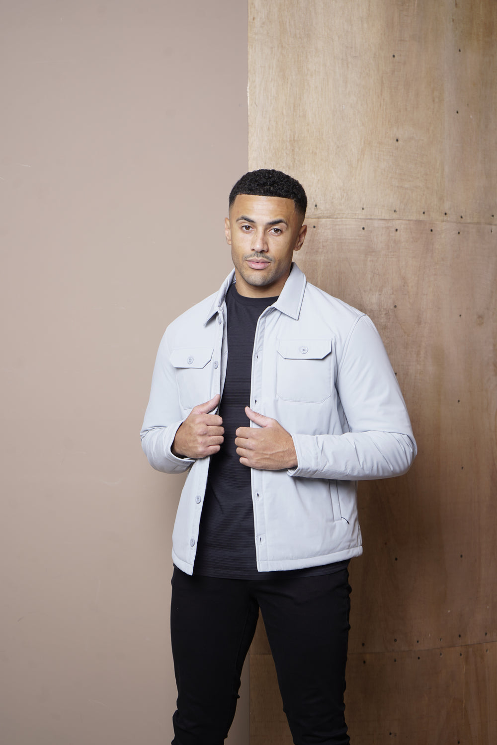 Capo Quilted Overshirt Jacket - Light Grey