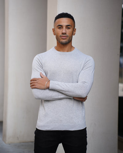 Capo Egyptian Cotton Crew Neck Jumper - Grey
