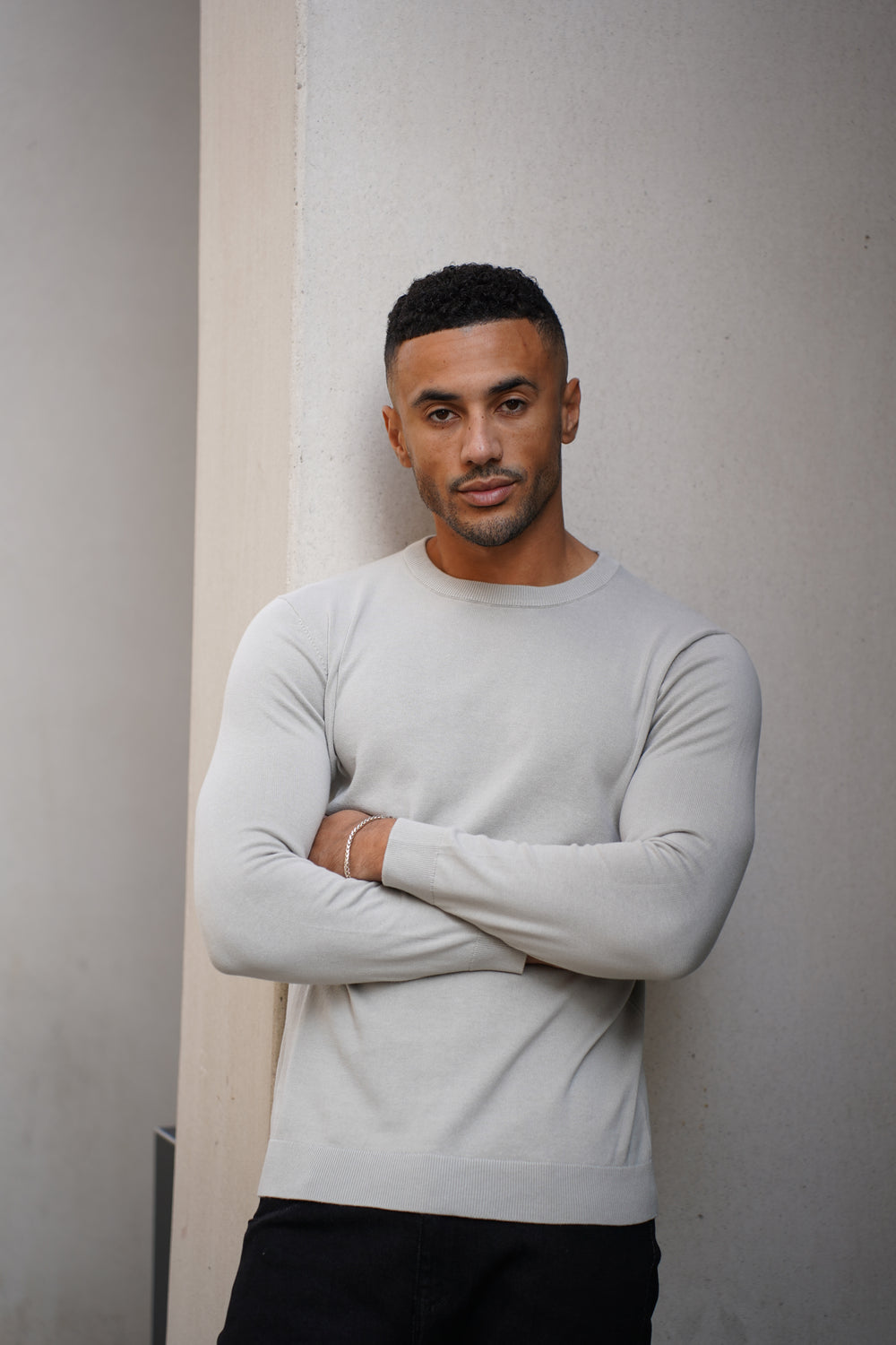 Capo Egyptian Cotton Crew Neck Jumper - Stone