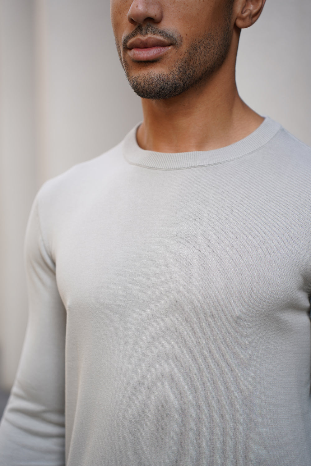 Capo Egyptian Cotton Crew Neck Jumper - Stone