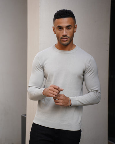 Capo Egyptian Cotton Crew Neck Jumper - Stone