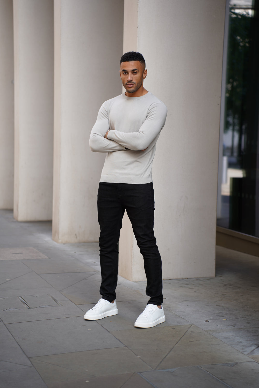 Capo Egyptian Cotton Crew Neck Jumper - Stone