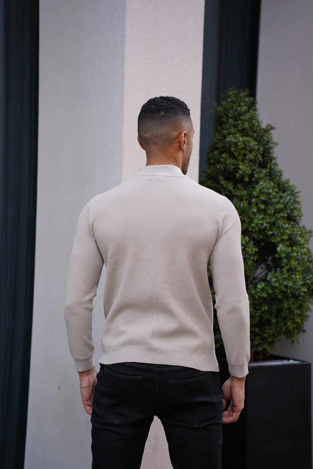 Capo TWIST Cotton 1/4 Zip Jumper - Stone