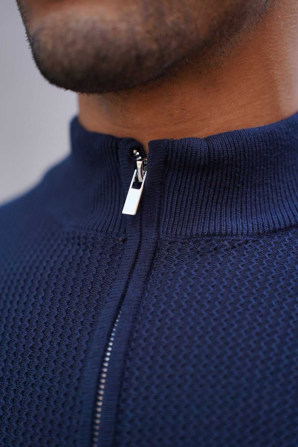 Capo TWIST Cotton 1/4 Zip Jumper - Navy