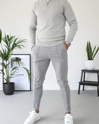 Capo 1/4 Zip Top & SMART Trouser Outfit Pack - Stone & Grey