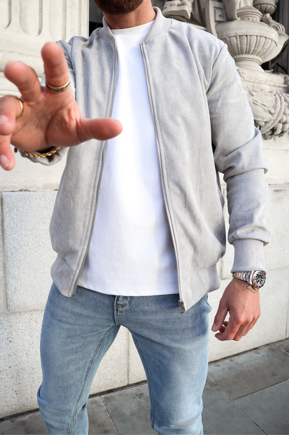 Capo SUEDE Bomber Jacket - Grey