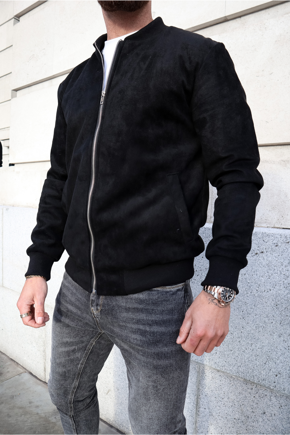 Capo SUEDE Bomber Jacket - Black