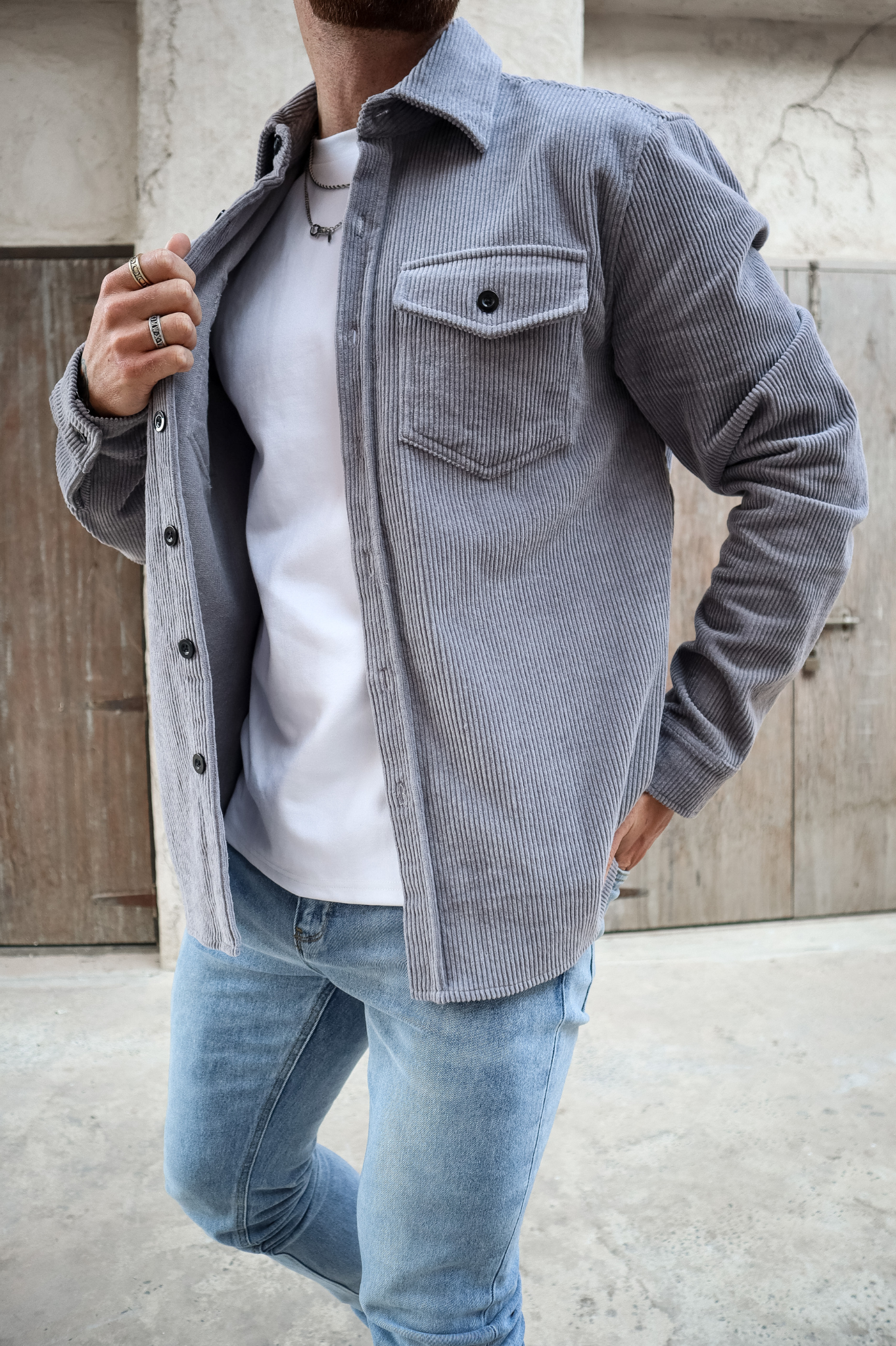 Capo CORD OVERSHIRT - Grey