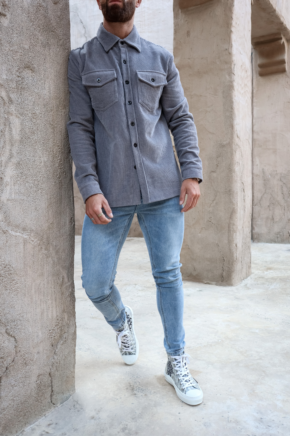 Capo CORD OVERSHIRT - Grey