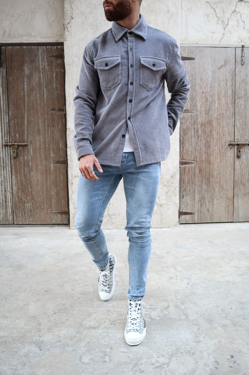 Capo CORD OVERSHIRT - Grey