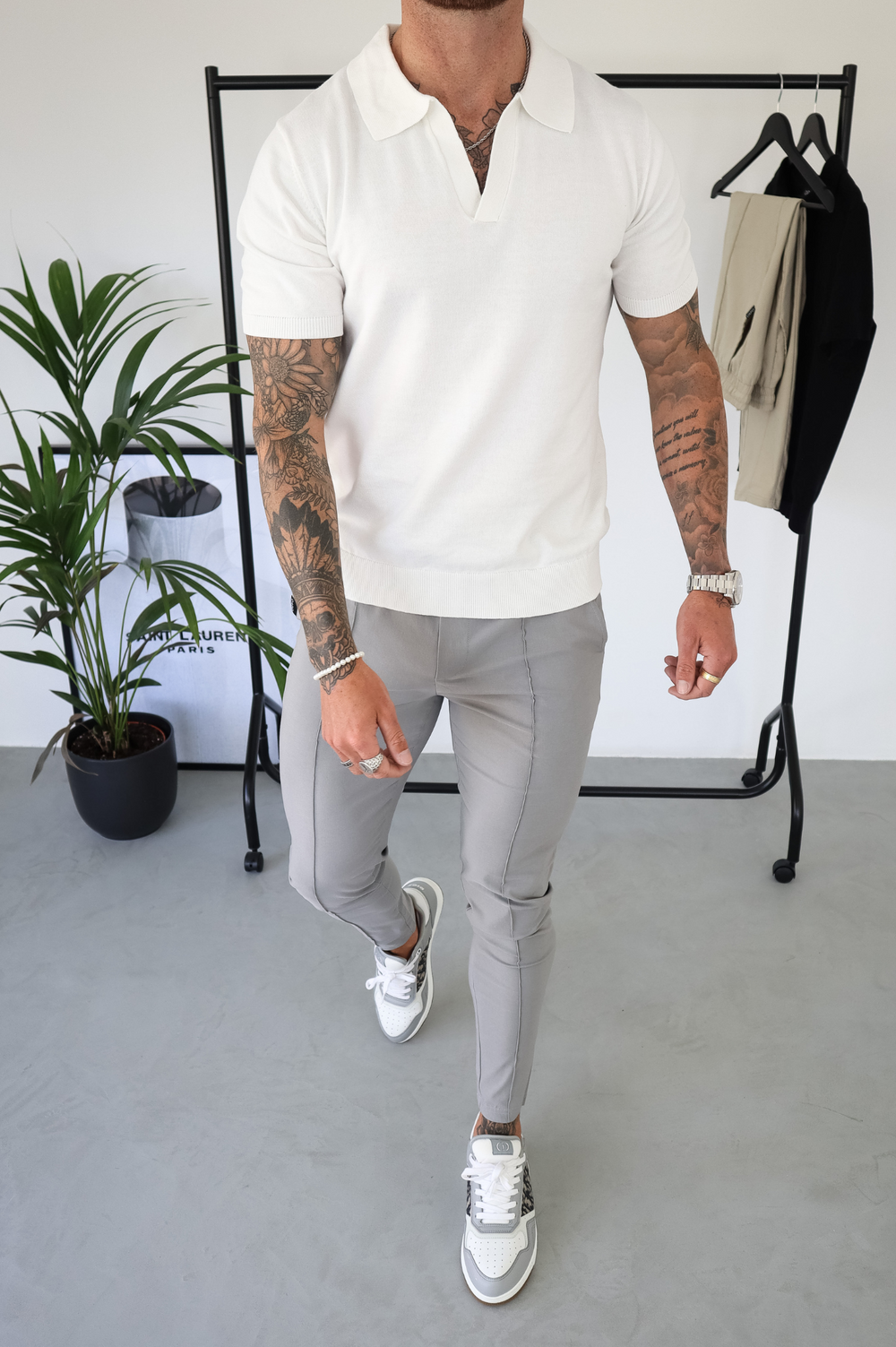 Joggers with collared 2024 shirt