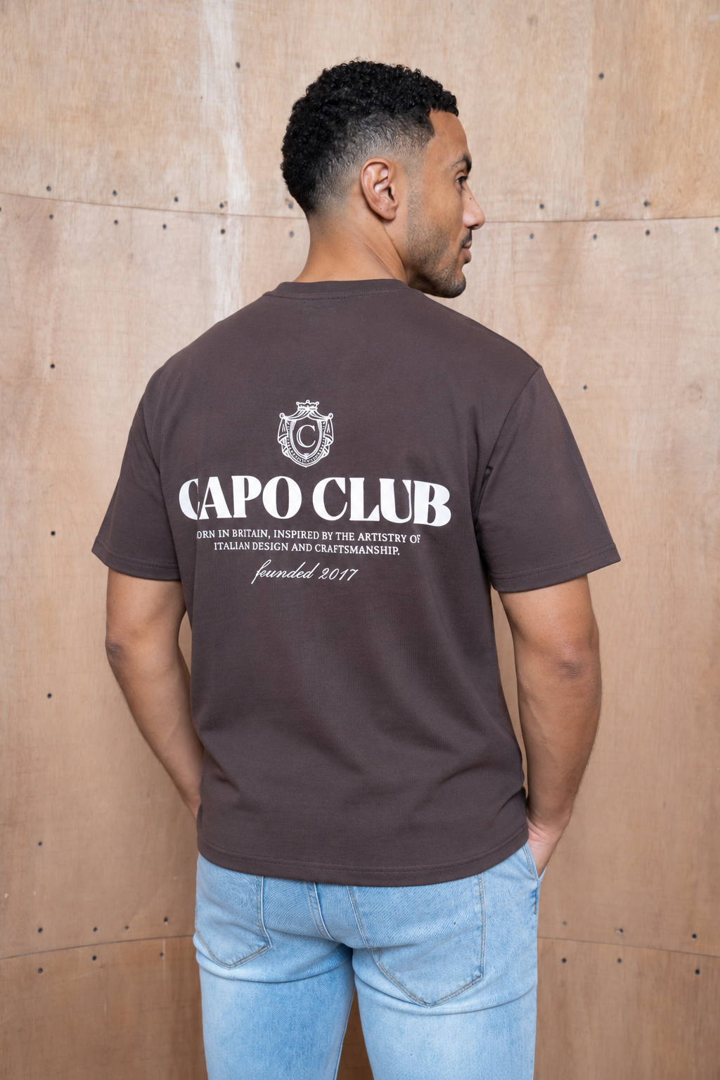 Capo Club Craftsman Crest T-Shirt - Brown/Ecru