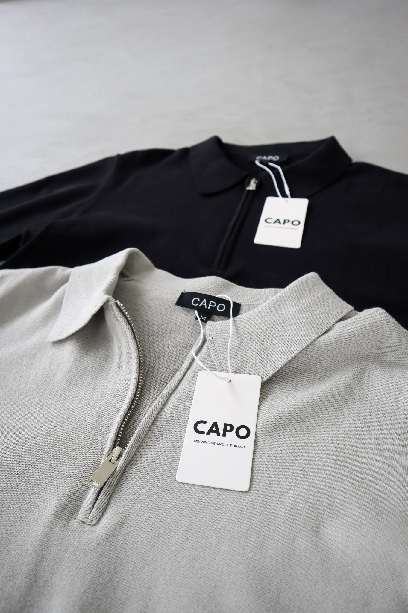 Capo Egyptian Cotton LS Zip Polo Shirt - Black