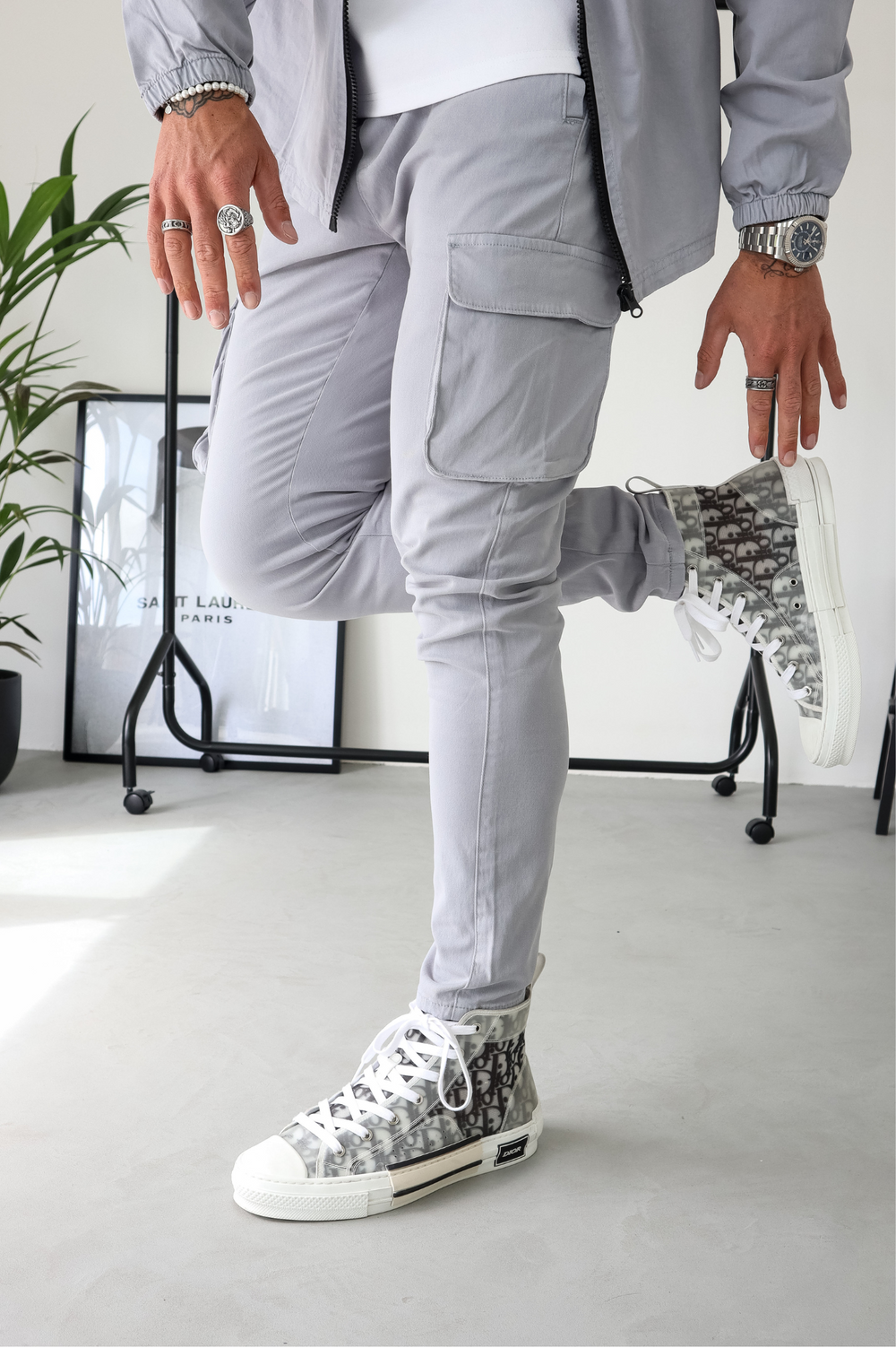 Capo DYED Cotton Cargo Pant - Light Grey