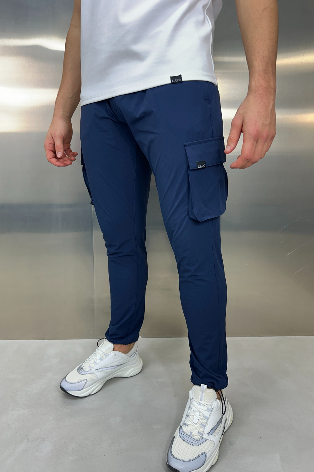 Navy skinny online cargo pants