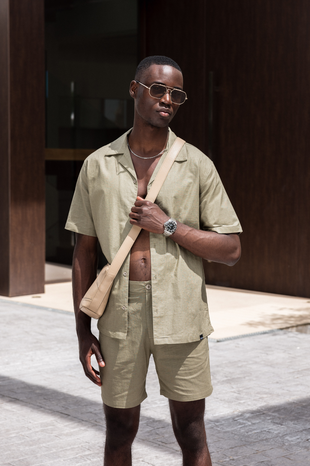 Capo LINEN SS Revere Shirt - Olive