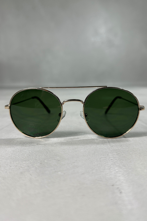 CAPO Round Double Bridge Sunglasses - Green/Gold