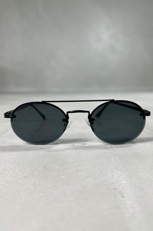 CAPO Oval Double Bridge Sunglasses - Black