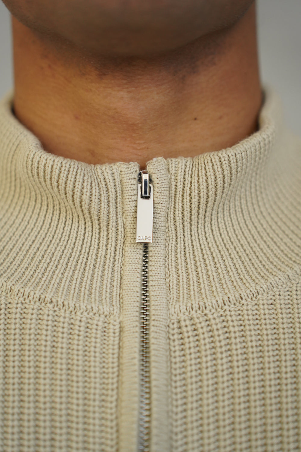 Capo Ribbed 1/4 Zip Jumper - Stone