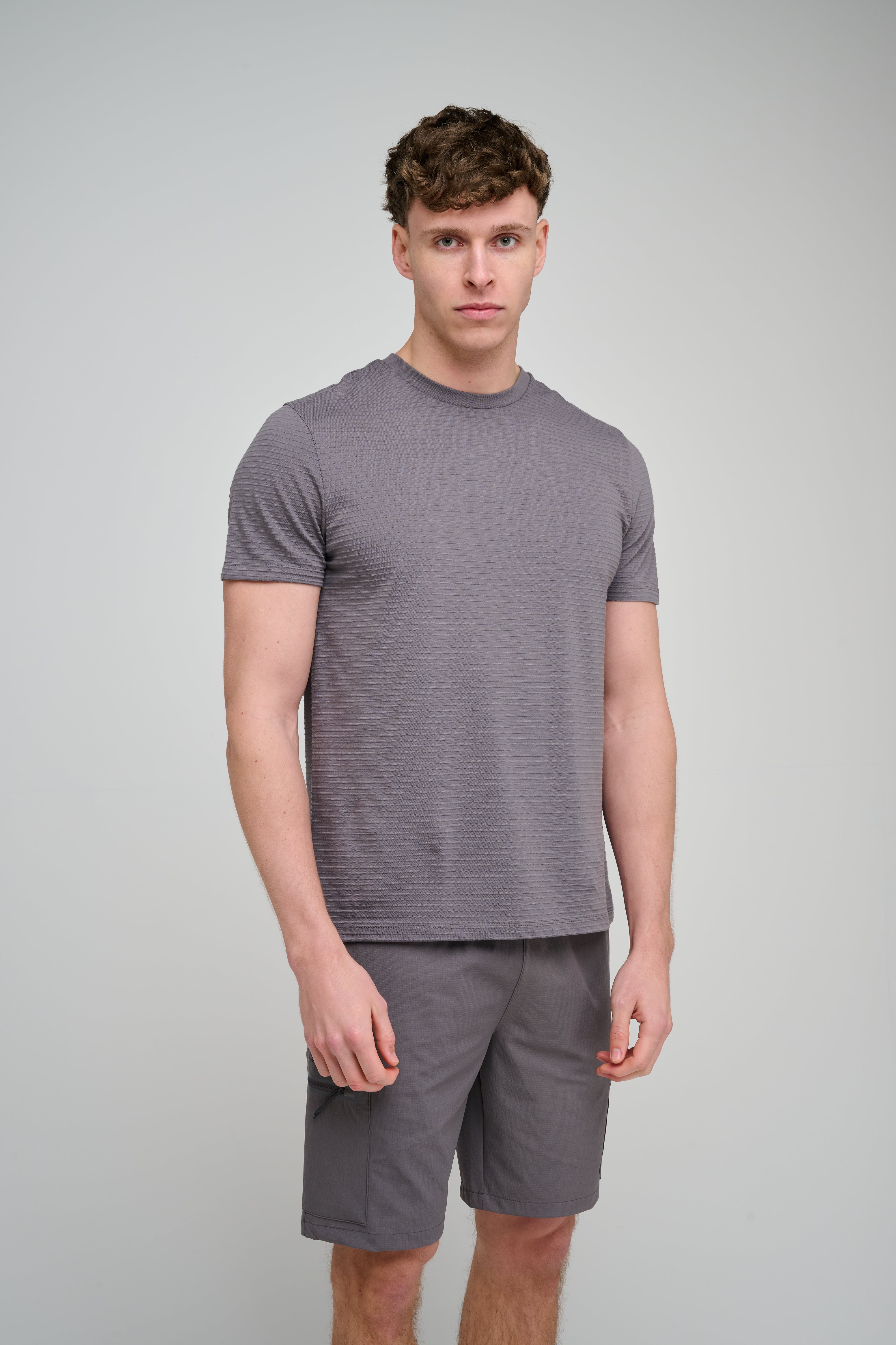 Capo Mercerised Ribbed T-Shirt - Charcoal