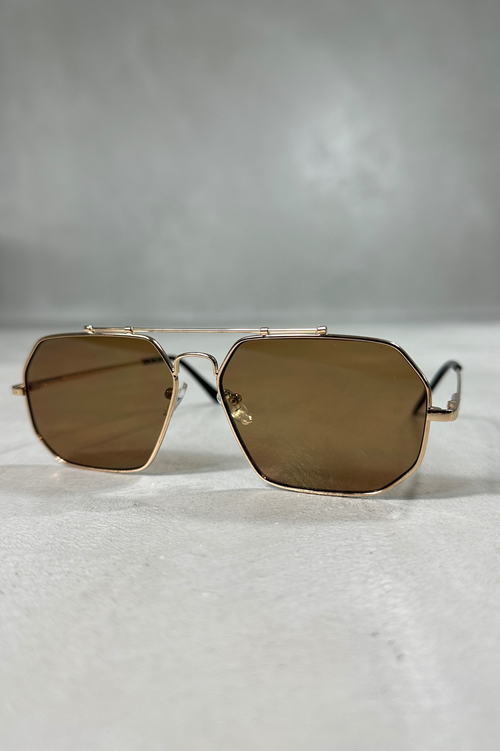 CAPO Heptagon Aviator Sunglasses - Gold