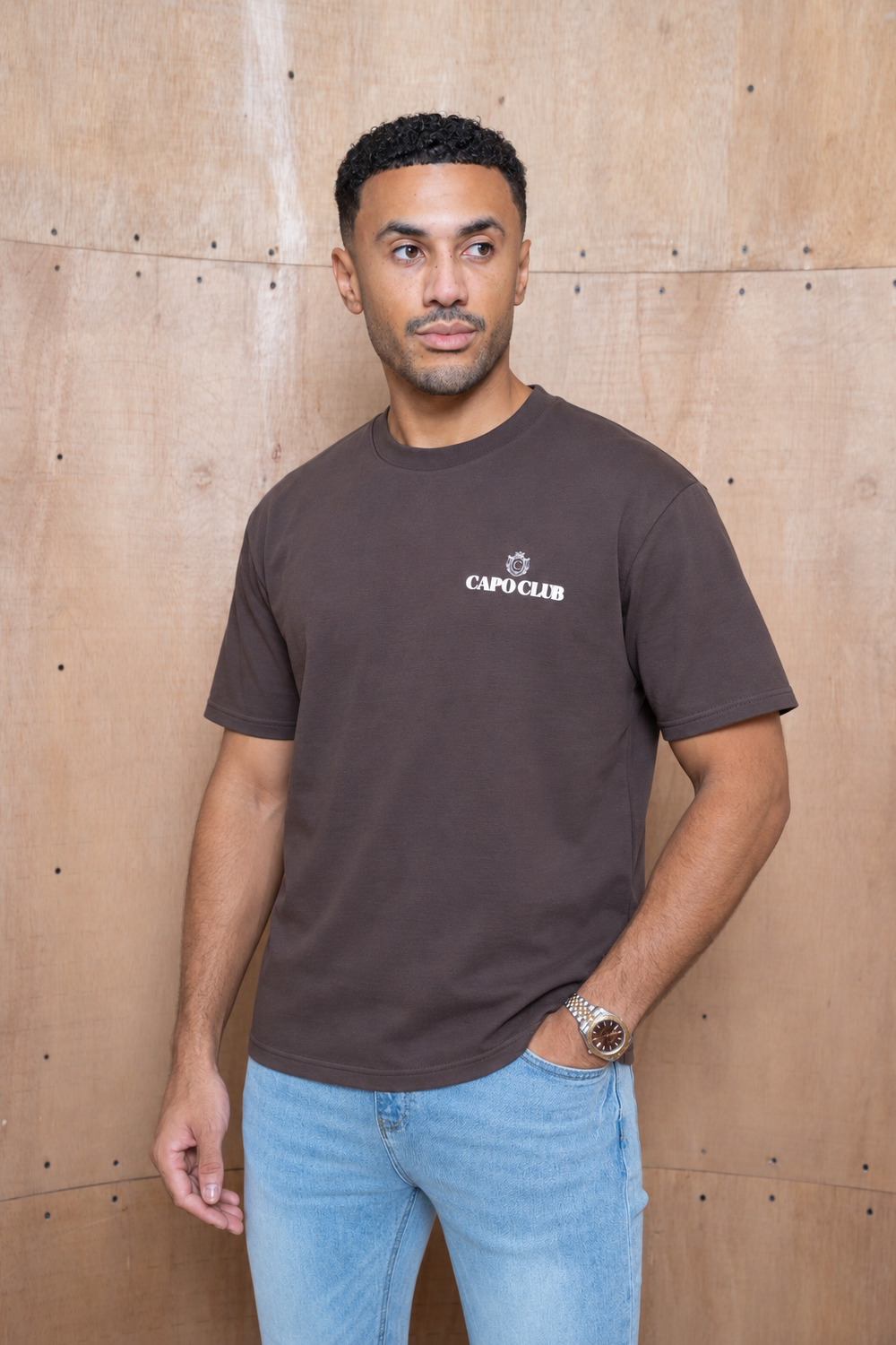 Capo Club Craftsman Crest T-Shirt - Brown/Ecru