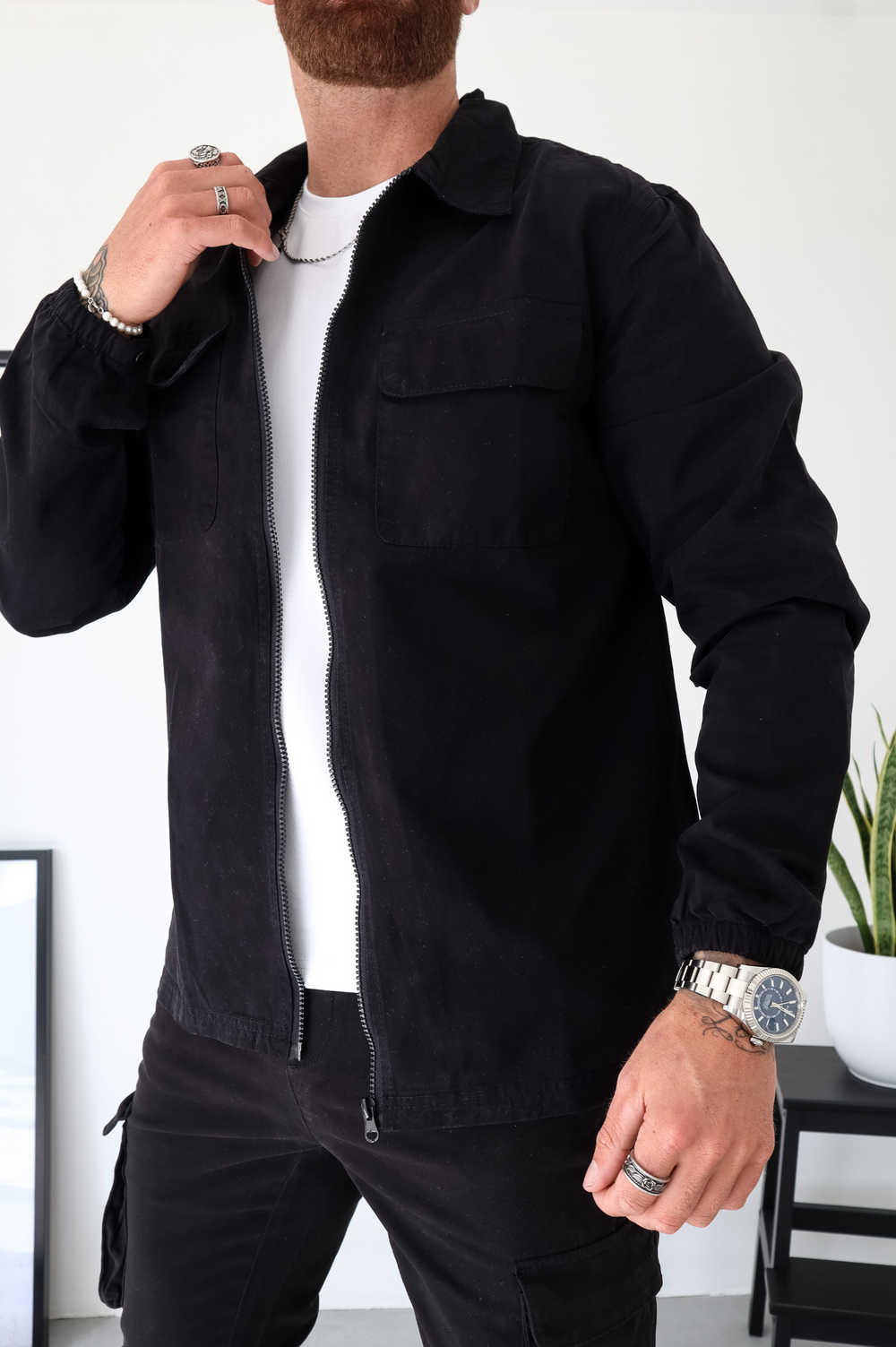 Capo DYED Cotton Cargo Jacket Black