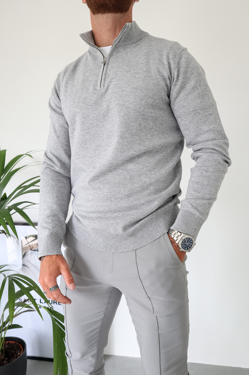 Grey hot sale quarter zip