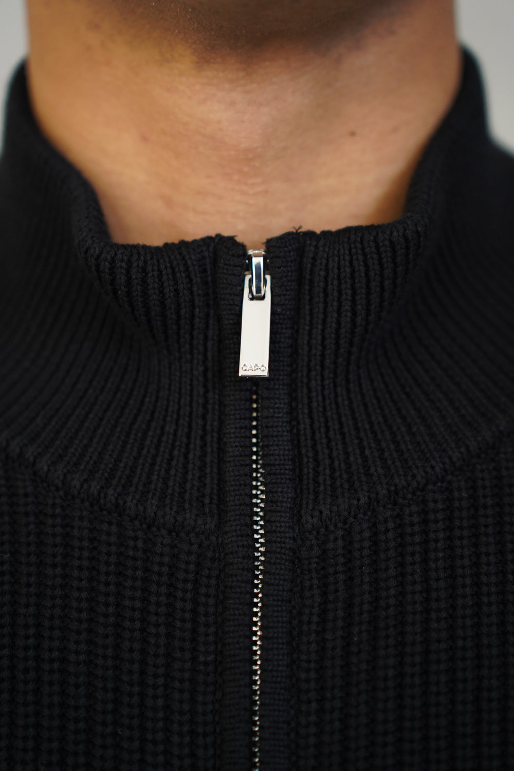 Capo Ribbed Full Zip Jumper - Black