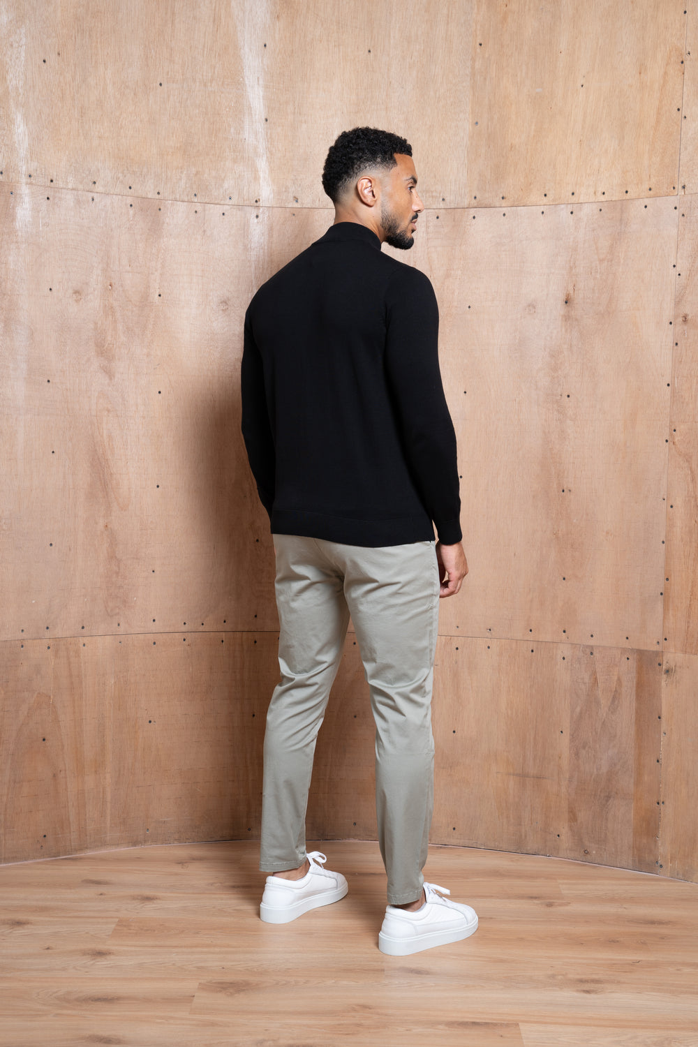 Capo Egyptian Cotton 1/4 Zip Top - Black