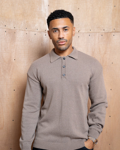 Capo Button LS Polo Shirt - Brown