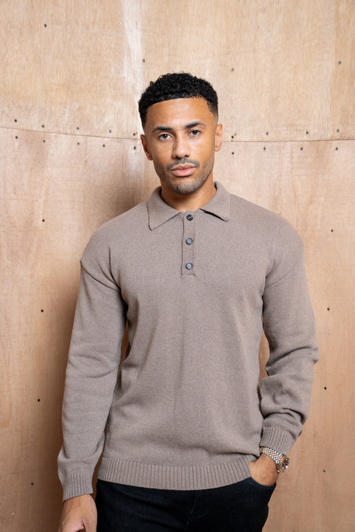 Capo Button LS Polo Shirt - Brown