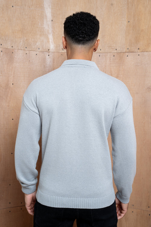 Capo Button LS Polo Shirt - Light Grey