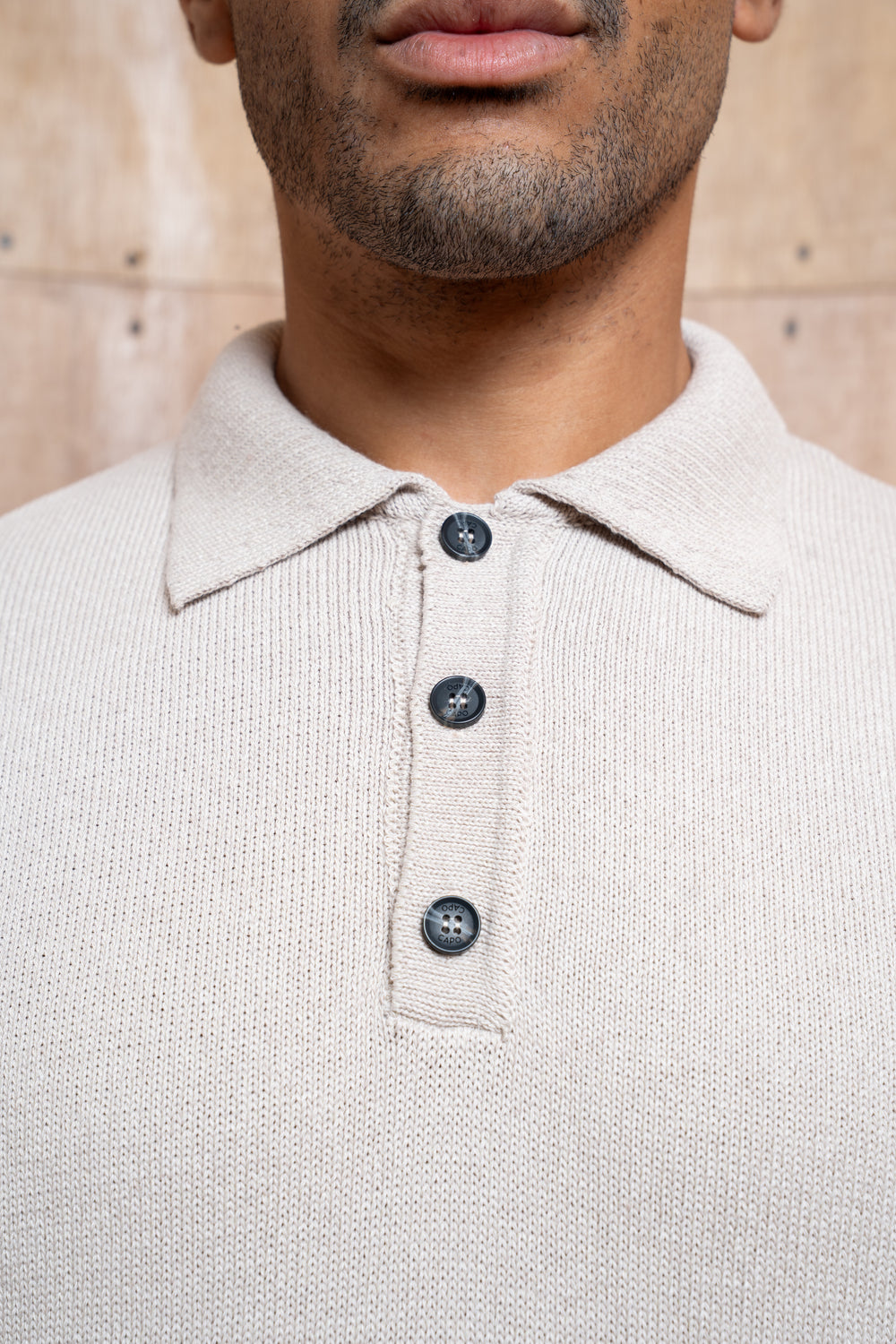 Capo Button LS Polo Shirt - Oatmeal