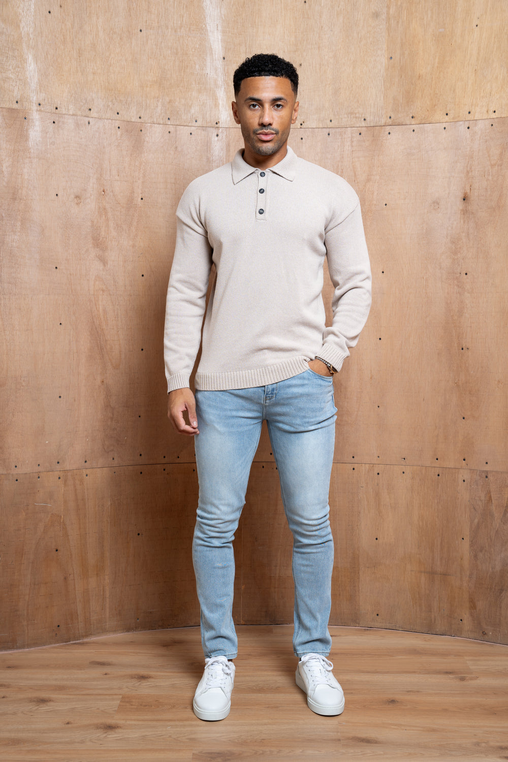 Capo Button LS Polo Shirt - Oatmeal