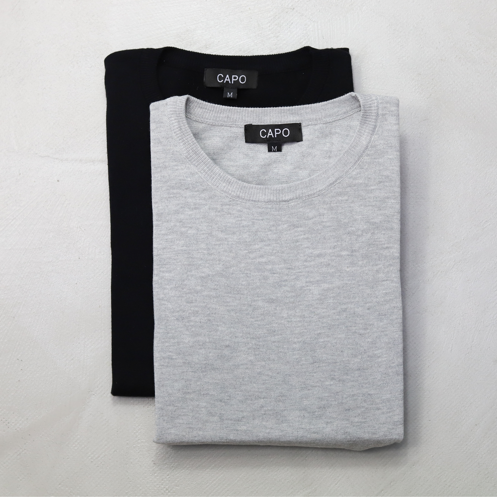 Capo 2 Pack Egyptian Cotton T-Shirt - Black/Grey