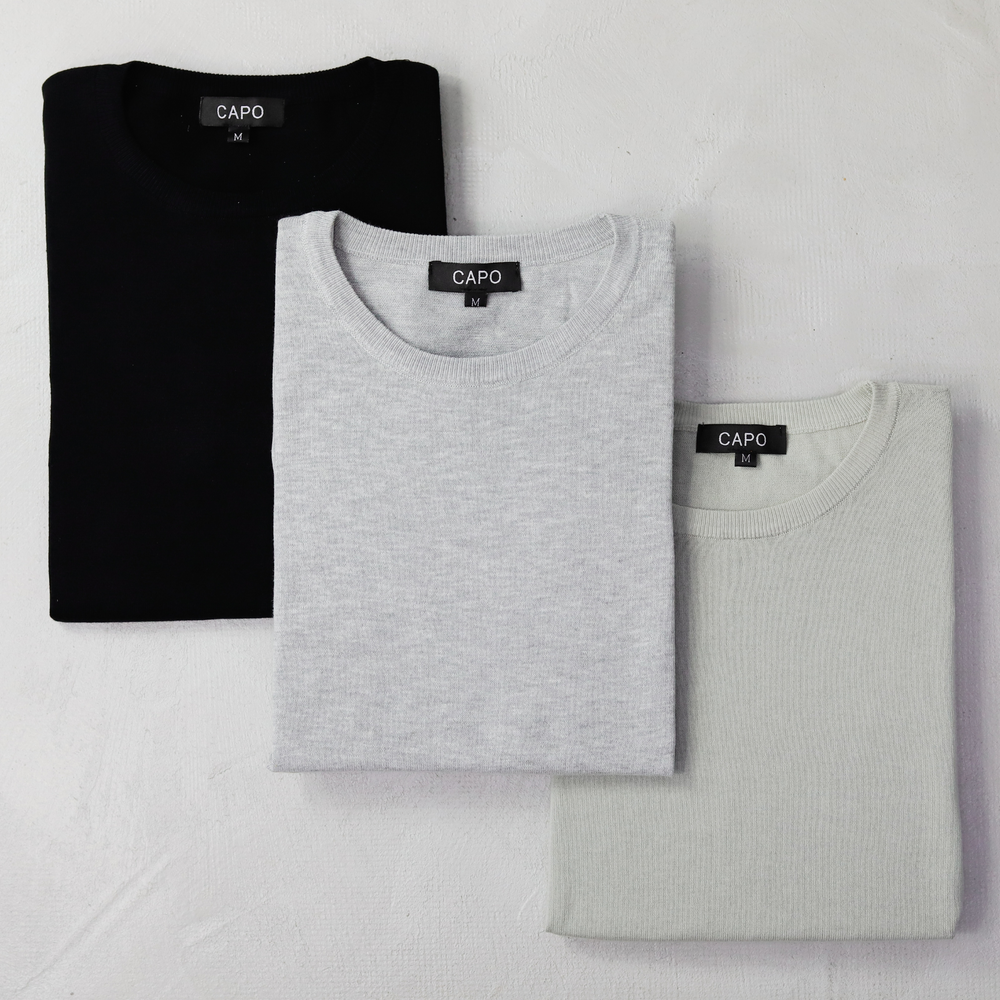 Capo 3 Pack Egyptian Cotton T-Shirt - Black/Stone/Grey