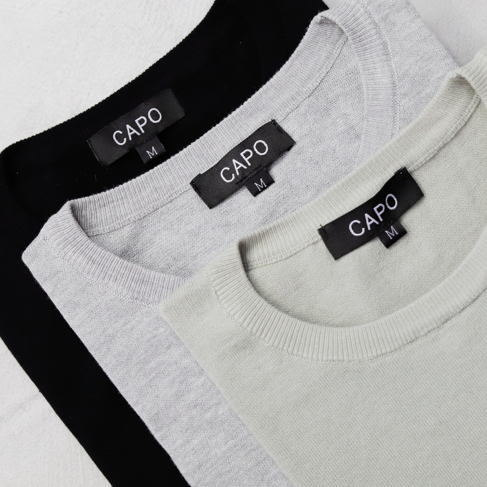 Capo 3 Pack Egyptian Cotton T-Shirt - Black/Stone/Grey