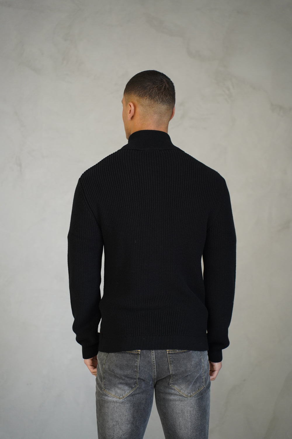 Capo Ribbed Full Zip Jumper - Black