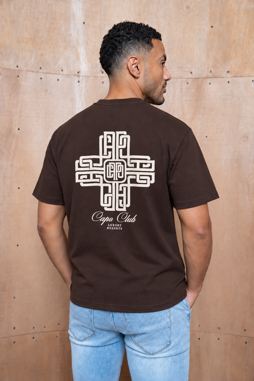 Capo Emblem T-Shirt - Brown/Ecru