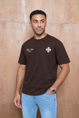 Capo Emblem T-Shirt - Brown/Ecru