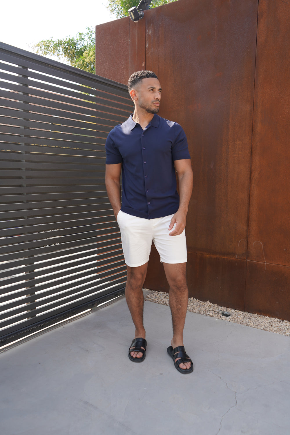 Capo Soft Button Through Shirt - Navy