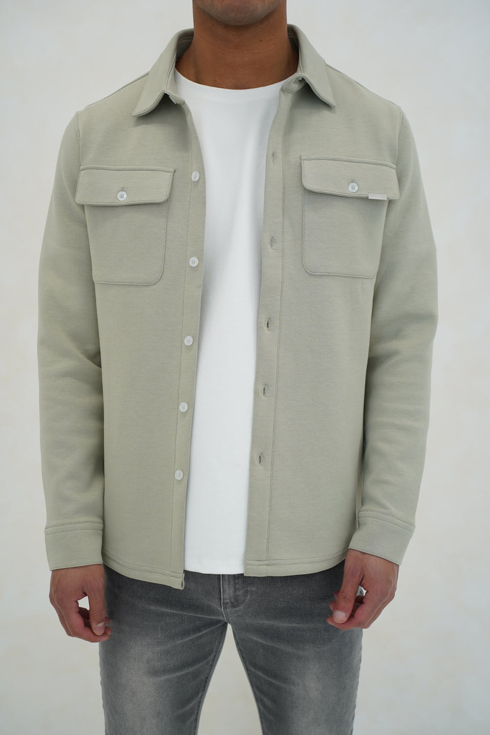 Capo Interlock Jersey Overshirt - Olive