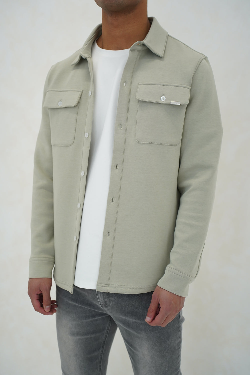 Capo Interlock Jersey Overshirt - Olive