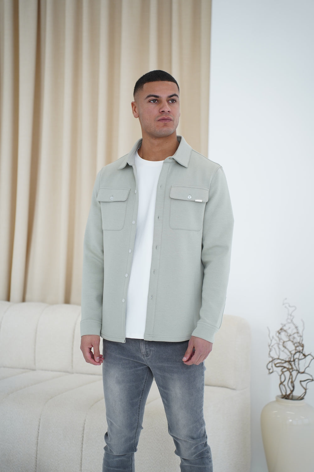 Capo Interlock Jersey Overshirt - Olive