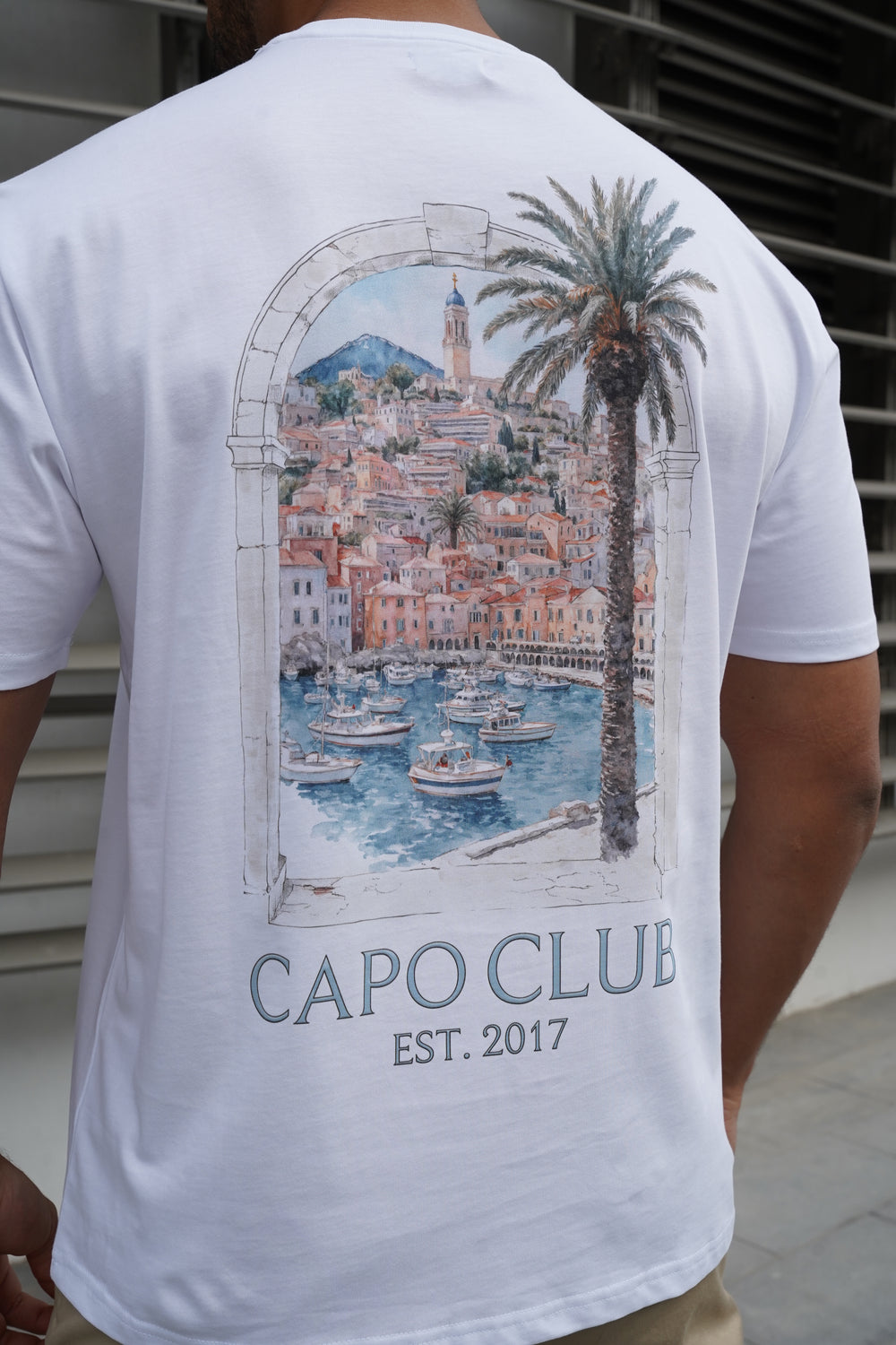 Capo Boat Scene Printed T-Shirt - White