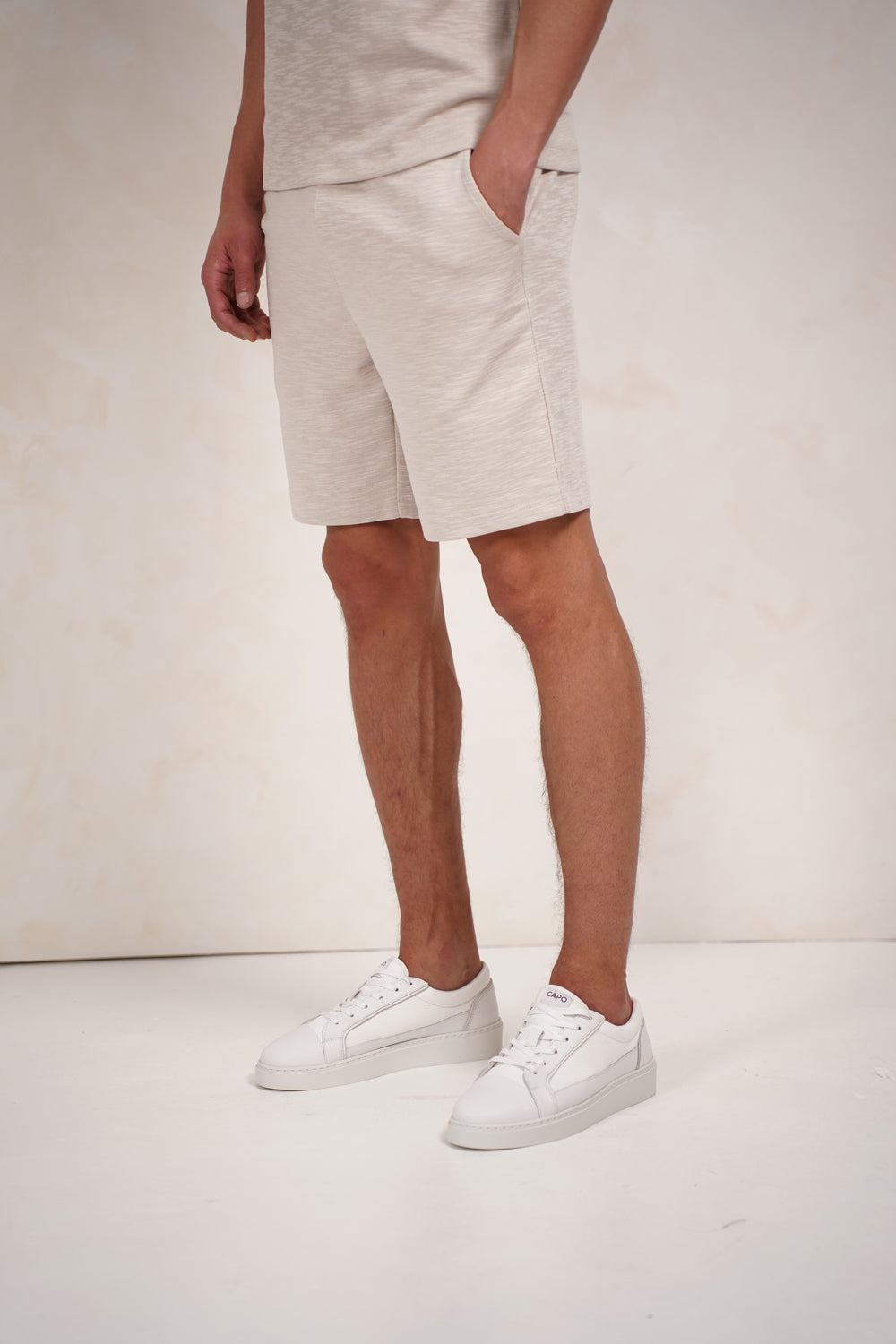 Capo Jersey Slub Shorts - Stone Grey
